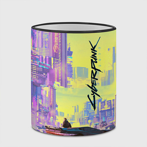 Кружка цветная Cyberpunk 2077 / 3D-Черный кант – фото 2