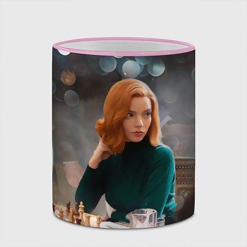 Кружка цветная Queens Gambit Ход Королевы / 3D-Розовый кант – фото 2