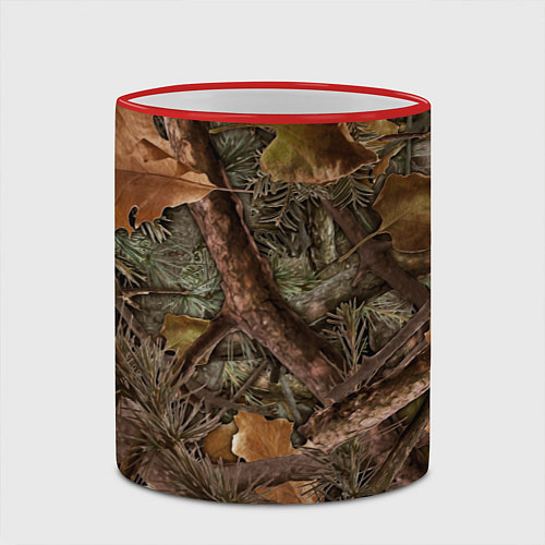 Кружка цветная Охотничий камуфляж / 3D-Красный кант – фото 2