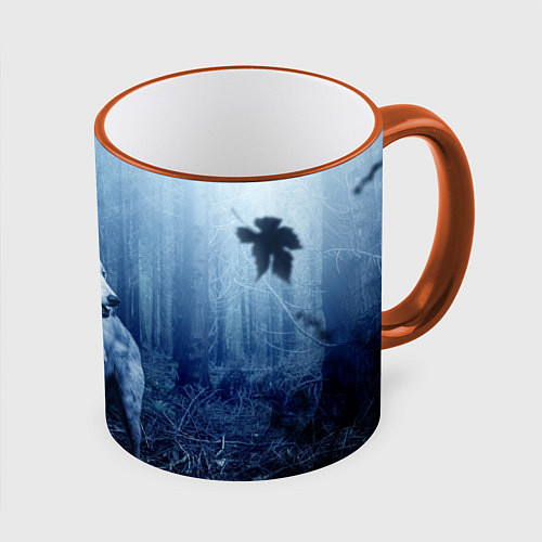 Кружка цветная Волки / 3D-Оранжевый кант – фото 1