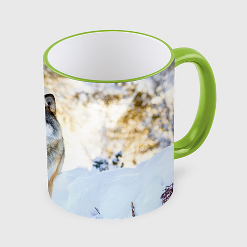 Кружка цветная Я зимой / 3D-Светло-зеленый кант – фото 1