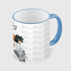 Кружка 3D Персонажи Обещанный Неверленд, цвет: 3D-небесно-голубой кант