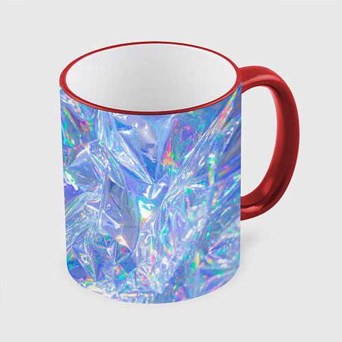 Кружка цветная 3d ice glitch / 3D-Красный кант – фото 1
