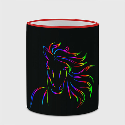 Кружка цветная Лошадка / 3D-Красный кант – фото 2