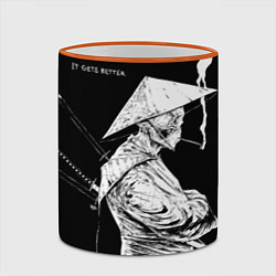 Кружка 3D Самурай скелет с трубкой, цвет: 3D-оранжевый кант — фото 2