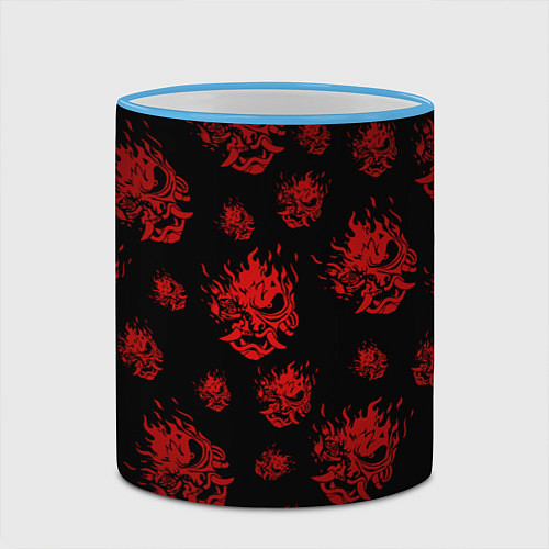 Кружка цветная RED SAMURAI PATTERN / 3D-Небесно-голубой кант – фото 2