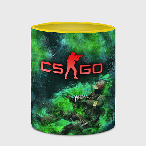 Кружка цветная CS GO Green rage / 3D-Белый + желтый – фото 2