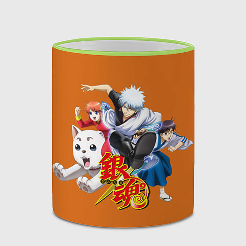 Кружка цветная Gintama Гинтама / 3D-Светло-зеленый кант – фото 2