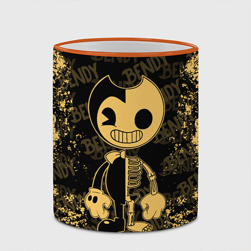 Кружка цветная Bendy And The Ink Machine краска / 3D-Оранжевый кант – фото 2