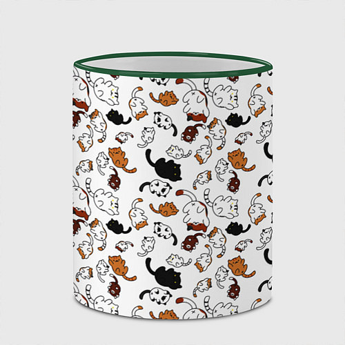 Кружка цветная Коты Паттерн / 3D-Зеленый кант – фото 2