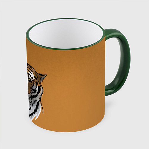 Кружка цветная Тигр / 3D-Зеленый кант – фото 1