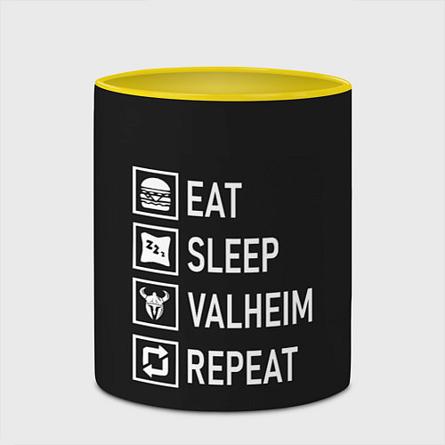 Кружка цветная EatSleepValheimRepeat / 3D-Белый + желтый – фото 2