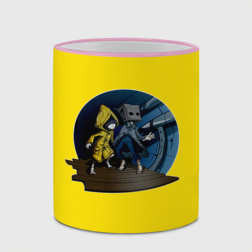 Кружка цветная Little nightmares 2 Yelow / 3D-Розовый кант – фото 2