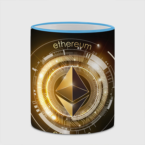 Кружка цветная ETHEREUM ЭФИРИУМ / 3D-Небесно-голубой кант – фото 2