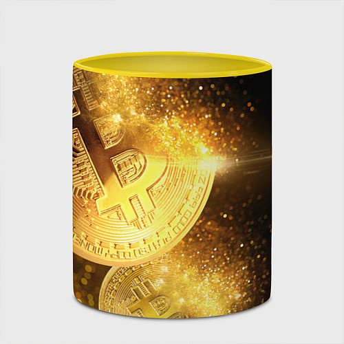 Кружка цветная БИТКОИН ЗОЛОТО BITCOIN GOLD / 3D-Белый + желтый – фото 2