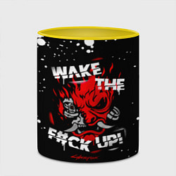 Кружка 3D WAKE THE F CK UP!, цвет: 3D-белый + желтый — фото 2