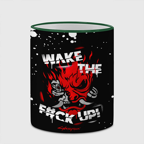 Кружка цветная WAKE THE F CK UP! / 3D-Зеленый кант – фото 2