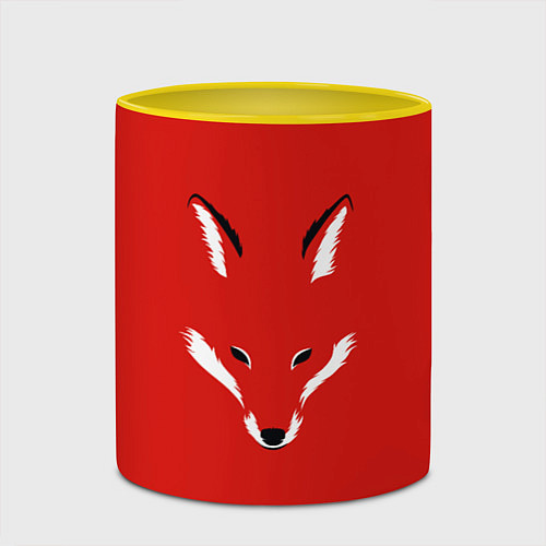 Кружка цветная Fox minimalism / 3D-Белый + желтый – фото 2