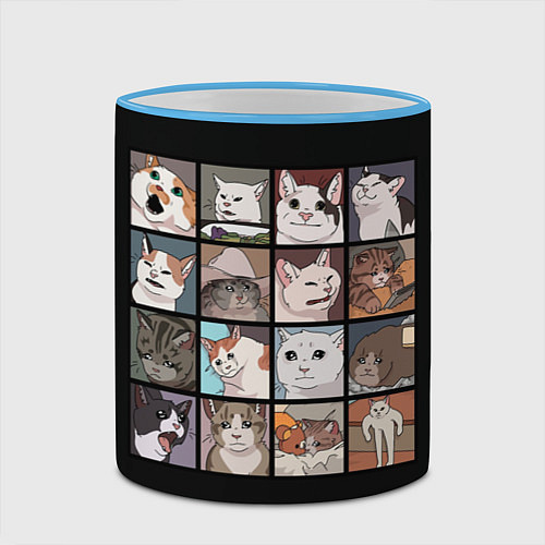 Кружка цветная Коты и кошки / 3D-Небесно-голубой кант – фото 2