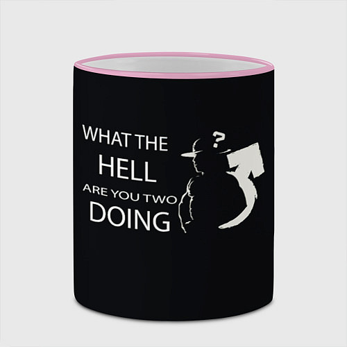 Кружка цветная What the hell / 3D-Розовый кант – фото 2