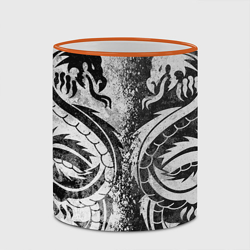 Кружка цветная ДРАКОНЫ DRAGONS / 3D-Оранжевый кант – фото 2