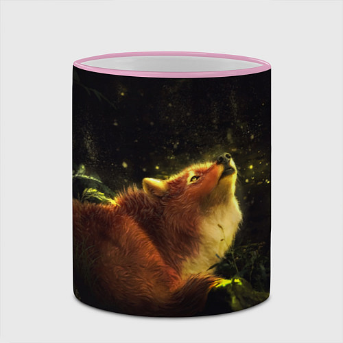 Кружка цветная Лисица / 3D-Розовый кант – фото 2