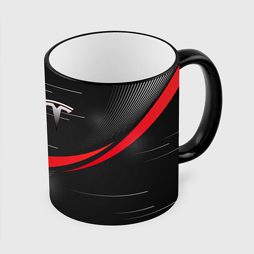 Кружка цветная TESLA ABSTRACT ТЕСЛА СПОРТ / 3D-Черный кант – фото 1