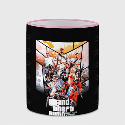 Кружка цветная Grand Theft Auto five / 3D-Розовый кант – фото 2