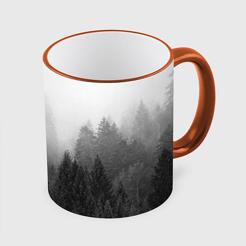 Кружка цветная Туманный лес / 3D-Оранжевый кант – фото 1