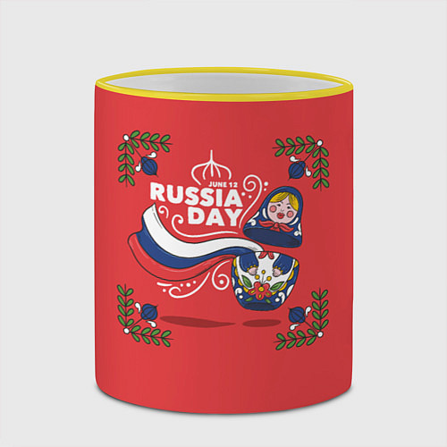 Кружка цветная Russian Day / 3D-Желтый кант – фото 2