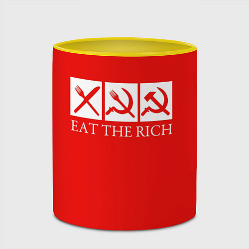 Кружка цветная Eat The Rich / 3D-Белый + желтый – фото 2