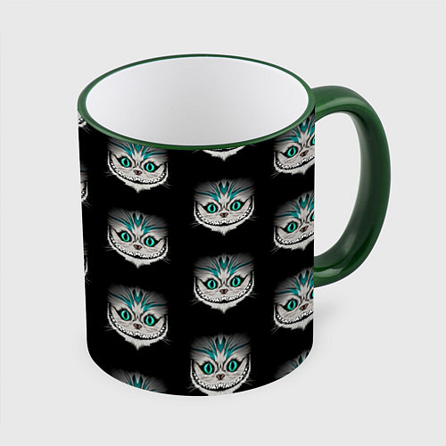 Кружка цветная Чеширские котики / 3D-Зеленый кант – фото 1