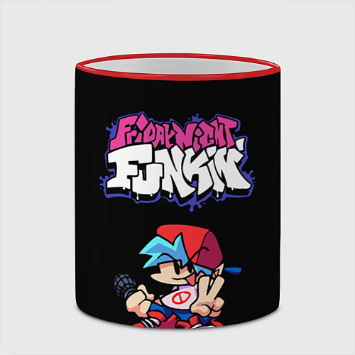 Кружка цветная Friday Night Funkin / 3D-Красный кант – фото 2