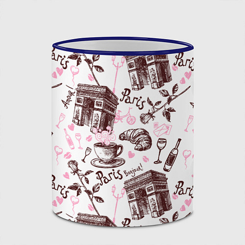 Кружка цветная Париж Paris / 3D-Синий кант – фото 2