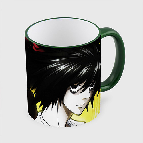 Кружка цветная DEATH NOTE ТЕТРАДЬ СМЕРТИ / 3D-Зеленый кант – фото 1