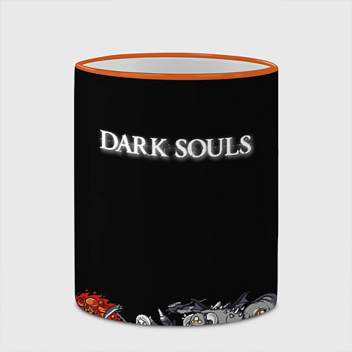 Кружка цветная 8bit Dark Souls / 3D-Оранжевый кант – фото 2