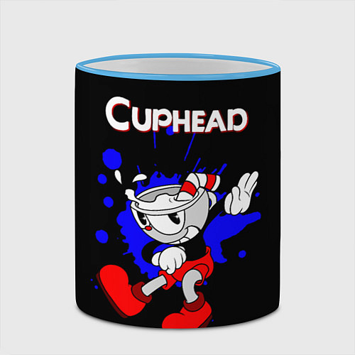 Кружка цветная Cuphead / 3D-Небесно-голубой кант – фото 2