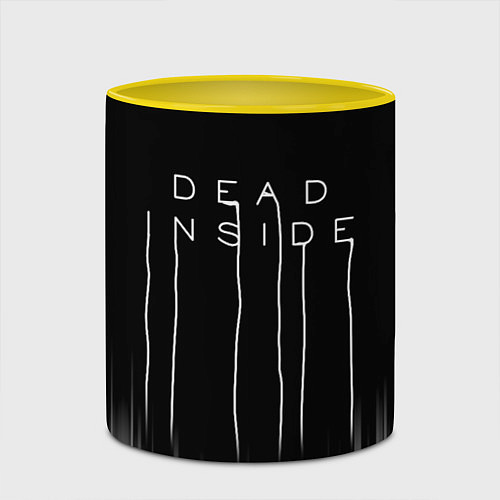 Кружка цветная DEAD INSIDE DEATH STRANDING / 3D-Белый + желтый – фото 2