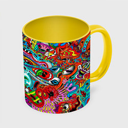 Кружка 3D Яркая абстракция bright abstraction, цвет: 3D-белый + желтый