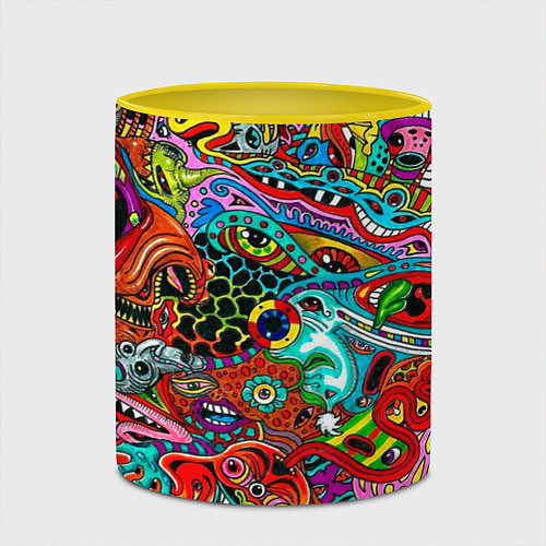Кружка цветная Яркая абстракция bright abstraction / 3D-Белый + желтый – фото 2