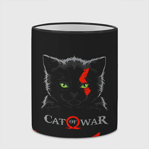 Кружка цветная Cat of war / 3D-Черный кант – фото 2