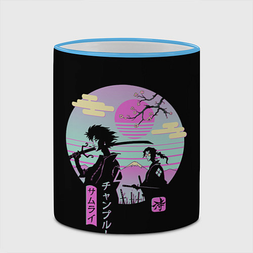 Кружка цветная Samurai / 3D-Небесно-голубой кант – фото 2