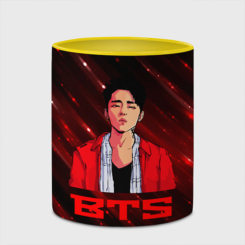 Кружка цветная BTS Red and black / 3D-Белый + желтый – фото 2