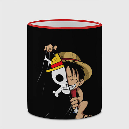 Кружка цветная ONE PIECE ЛУФФИ ЧЕРЕП СИМВОЛ / 3D-Красный кант – фото 2