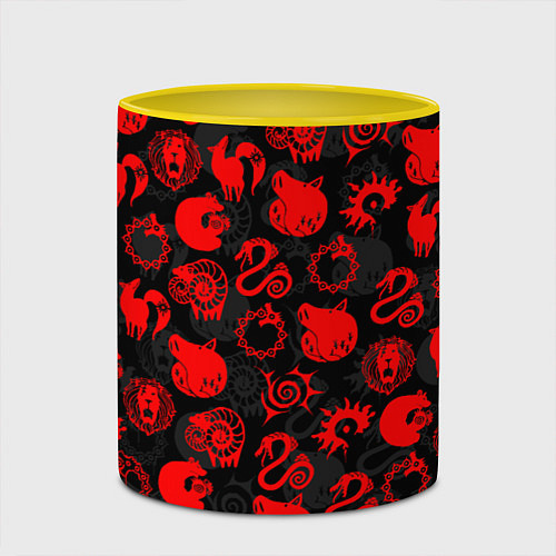 Кружка цветная СИМВОЛЫ ГРЕХОВ 7 DEADLY SINS / 3D-Белый + желтый – фото 2