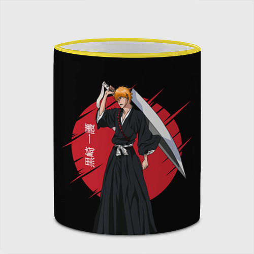 Кружка цветная BLEACH - Ichigo Kurosaki / 3D-Желтый кант – фото 2