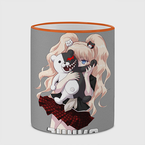 Кружка цветная MONOKUMA JUNKO / 3D-Оранжевый кант – фото 2