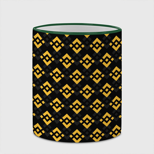 Кружка цветная ЭМБЛЕМА БИНАНС ПАТТЕРН BINANCE / 3D-Зеленый кант – фото 2