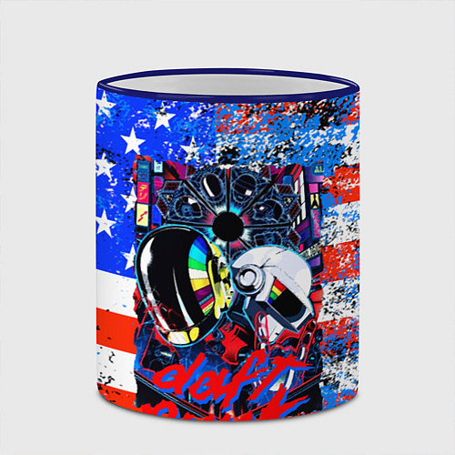 Кружка цветная Daft Punk american dream / 3D-Синий кант – фото 2