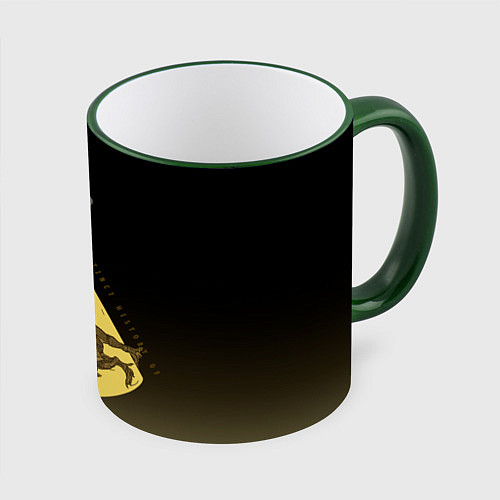 Кружка цветная НЛО похищает динозавров / 3D-Зеленый кант – фото 1